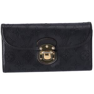 Louis Vuitton Amelia Mahina Monogram Long Trifold Wallet Black